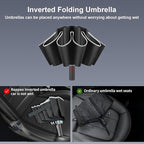 4-in-1 Inverted Travel Umbrella Compact, Automatic Large Umbrellas for Rain & Sun, Portable Windproof Umbrella for Backpack, Reverse Folding Umbrella for UV with Reflective Strips,Lightweight