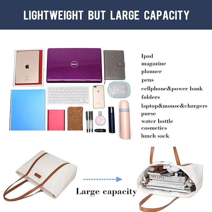 BUG Lightweight Women Laptop Tote Bag for Work, Casual Handbag for Travel Beach College Teacher