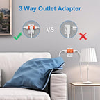 EXTRASTAR 3 Outlet Extender, Heavy Duty Grounded Wall Tab, T-Shaped Adapter Spaced, Electrical Multi-Outlet with 3 Prong, 3 Way Plug, ETL Listed Power Splitter for Home Office - Orange(4 Pack)