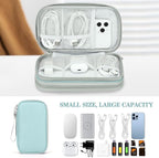 FYY Electronic Organizer, Travel Cable Organizer Bag Pouch Electronic Accessories Carry Case Portable Waterproof Double Layers Storage Bag for Cable, Charger, Phone, Earphone, Medium Size, Mint Green