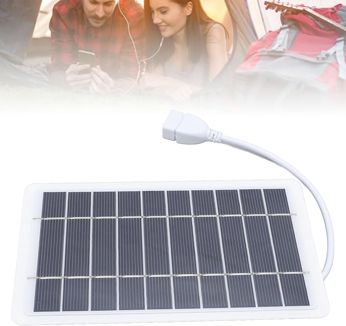 Solar Panel Power Bank, Monocrystalline Silicon 2 USB Outputs High Efficiency Portable Phone Charger, with Compact Size for Camping Hiking Travel