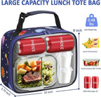 Lunch Box Kids Insulated Lunch Bag for Boys Girls Cute Reusable Lunch Tote Bag Waterproof Portable Thermal Lunch Box Kids for School Picnic Travel Blue Space