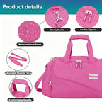 Gym Bag for Men & Women - 30L Duffel Bag with Shoe Compartment, Weekender Water Resistant Duffle Bag for Travel, Sports, Fitness & Workouts, RosePink