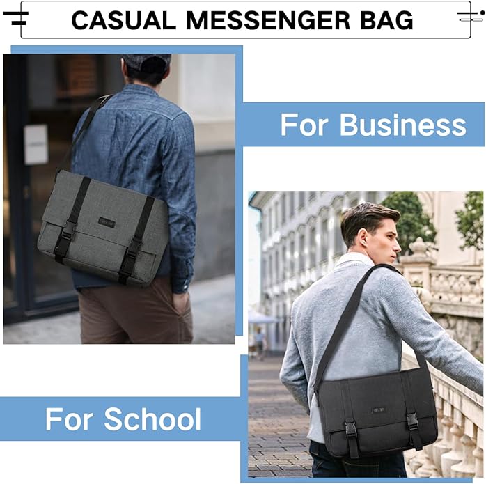 VASCHY Messenger Bag,Water Resistant Casual Lightweight Slim Crossbody Shoulder Bag for Men Women Work School for 14in Laptop