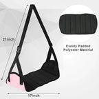 Airplane Foot Rest (Travel Comfortably), Pink Nylon Foot Hammock with Adjustable Metal Frame, Perfect for Airplane, Train, or Office Use