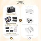 BOYATU Travel Makeup Bag Organizer: 3 Pcs Set Large Capacity Cosmetic Bags Holds 10–20 100ml Full-Size Bottles for 3–15 Day Trips - 180°Open-Flat Make up Case 3-sec touch-up - Toiletry Bag Gift women