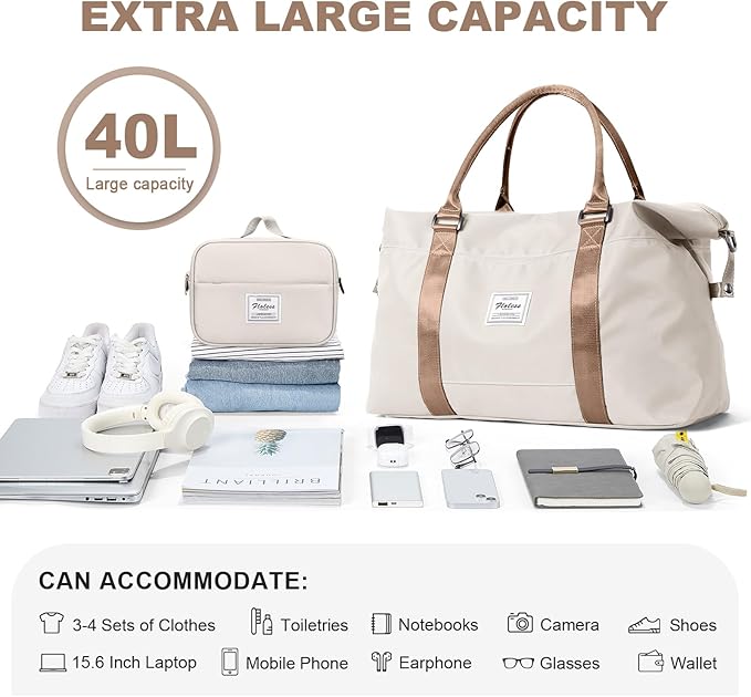 HYC00 Travel Duffel Bag,Carry-on Overnight Weekender Bags for Women,Sports Tote Gym Bag with Wet Pocket