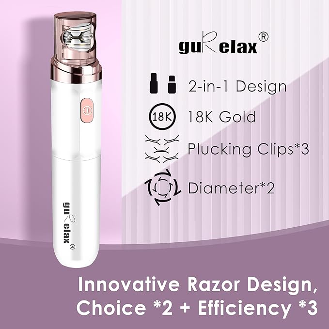 Gurelax Facial Hair Remover, Hair Removal Epilator for Women, Plucker for Face, Lip, 2-in-1 Epilation System, All Ages and Skin Types,with Brush, Pouch