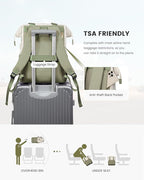 LOVEVOOK Laptop Backpack for Women, 15.6 Inch Work Laptop Bag with USB Port, Fashion Teacher Nurse Backpack Purse, Waterproof Travel Computer Backpack with Organizer Bag, 2PCS, Beige-Bean Green