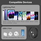 2Pack for Apple iPhone 14 13 12 Fast Charger Cable Black 6ft [Apple MFi Certified], USB Type C to Lightning Cable 6 Foot Apple iPhone Charging Cord for Apple iPhone 13 12 Pro XR XS Max X 8 Plus