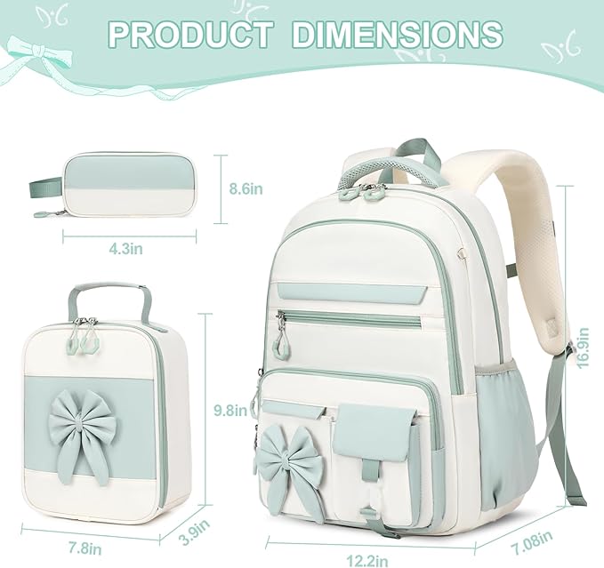 DIGOBAY Backpack for Girls, 3PCS Girls Backpack for School with Lunch Bag Pencil Case, Cute Kids Teens Bookbag for Kindergarten Elementary Preschool Middle School
