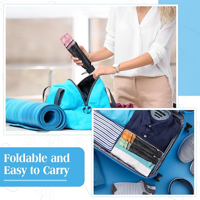 Hillban Set of 12 Windproof Travel Umbrellas Bulk Portable Folding Compact Umbrella for Rain Sun for Wind Backpack Men Women