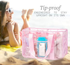 Fammart Iridescent Clear Beach Bag for Women, Jelly Tote Bag Waterproof Sandproof Pool Bag Cruise Vacation Essentials
