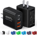 [2 Pack/40W] 4-Port USB C Wall Charger Block, Fast Type C Power Brick Charging Cube Power Delivery Wall Plug for iPhone 17/1615/14/13/12/14 Pro/13 Pro, Huawei, Xiaomi, Oneplus, Galaxy(Black)