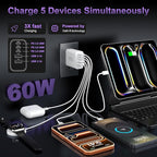 USB C Fast Charger Block, 60W USBC Wall Charger Plug, 2Pack 5-Port Type C Phone Charging Cubes Power Adapter Multiport Brick for iPhone 17/16/15/14/13/12/11/Pro Max/Plus/Air, iPad mini/Pro,Galaxy S25