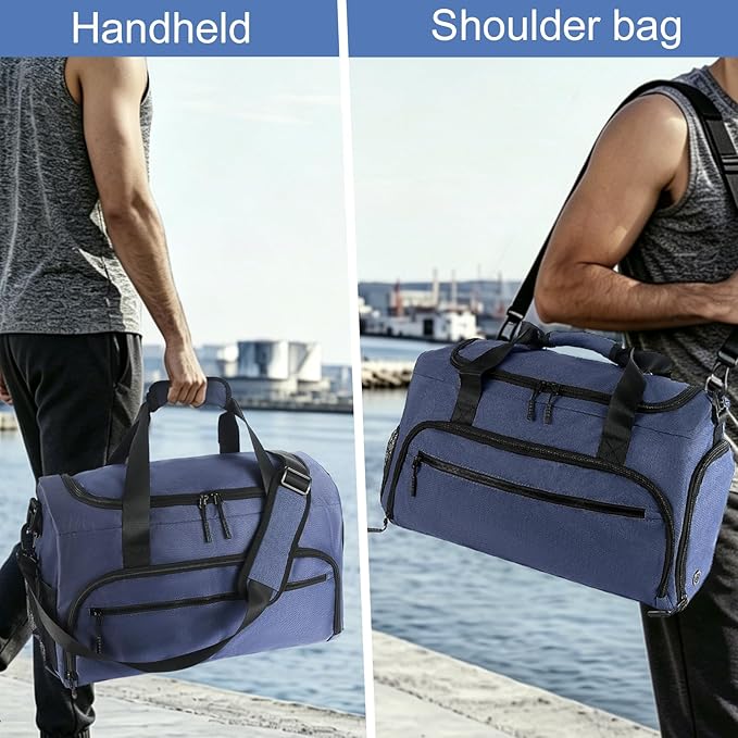 Gym Bag for Men Women, Sport Duffle Bag with Wet Pocket & Shoes Compartment, Water Resistant Overnight Weekender Bag Duffel Bag