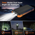 Solar Power Bank,49800mAh Wireless Portable Phone Charger with Built-in 4 Cables,22.5W Fast Charging External Battery Pack PD 3.0 USB-C In/Output for iPhone,iPad,Android,Perfect for Camping, Hiking