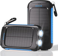 Portable Charger Solar Power Bank 20000mAh with USB-A and USB-C 5V/3A Output Port Blue Battery Pack Compatible with iPhone, Samsung, Waterproof Emergency LED Flashlights Perfect for Camping, Hiking