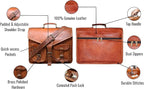 15" leather messenger bag laptop case office briefcase gift for men computer distressed shoulder bag