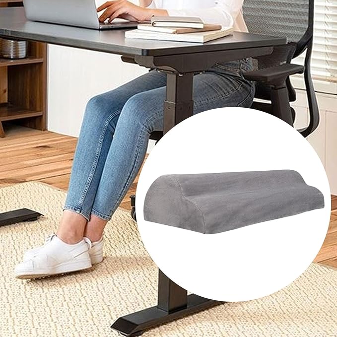 Foot Rest Under Desk Ergonomic Footrest Cushion Pillow Leg Rest Support Flannel Foam Material Suitable for Office Home Car Airplane Travel Men Women, Dark Gray