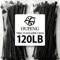 Zip Ties 12 inch ，Heavy Duty Cable Ties with 120 Pounds Tensile Strength，Black Zip Ties，100 Pack, Wire Ties for Indoor and Outdoor Use.