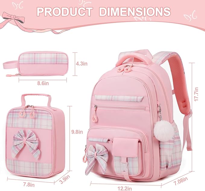 DIGOBAY Backpack for Girls, 3PCS Girls Backpack for School with Lunch Bag Pencil Case, Cute Kids Teens Bookbag for Kindergarten Elementary Preschool Middle School
