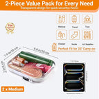 YQBRAO 2-Pack Medium Clear Hard Shell Zipper Case White, 1.2mm Heavy-Duty Crush-Proof Makeup Bag, Versatile Diaper Bag Organizer Pouches, Rigid Clear Zipper Pouches for Toiletries, Tech & Daily Carry