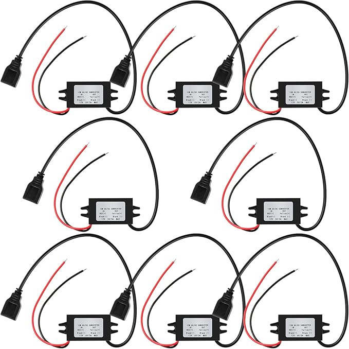 Weewooday 8 Pieces 12v to 5v Dc Converter Buck Module USB Output Power Adapter Dc Car Power Converter Regulator