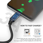 USB Type-C to A Cable 5pack 6ft Braided Fast Charging 3A Quick Charger Cord, 6 Foot Compatible iPhone 17/17 Pro/16e/16/15 Pro Max,Samsung Galaxy S10 S9 S8 Plus, Note 10 9 8, LG V50 V40 G8 G7(Black)
