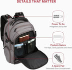 SwissGear Travel Tech Elite Laptop Backpack – Fits Laptops up to 16” – ScanSmart TSA-Friendly Backpack with USB Port, Shoe Compartment & Organizer Pockets – Grey Ballistic