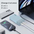 NOBIS Portable Charger, 20000mAh 65W Power Bank with 4 Output Ports, PD QC Fast Charging Travel Essential External Battery Pack for Laptop, MacBook, Phone, Pad (Blue)