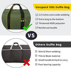 Vorspack Extra Large Duffle Bag for Travel - 200L Duffel Bag for Men Gear Bag for Storage Foldable Weekender Bag for Overnight Camping - Green