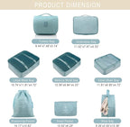 Packing Cubes, 8 Pcs Travel Packing Organizers for Suitcases, Large Capacity Travel Luggage Organizers Set includes 8 Storage Bags, (Light Blue)