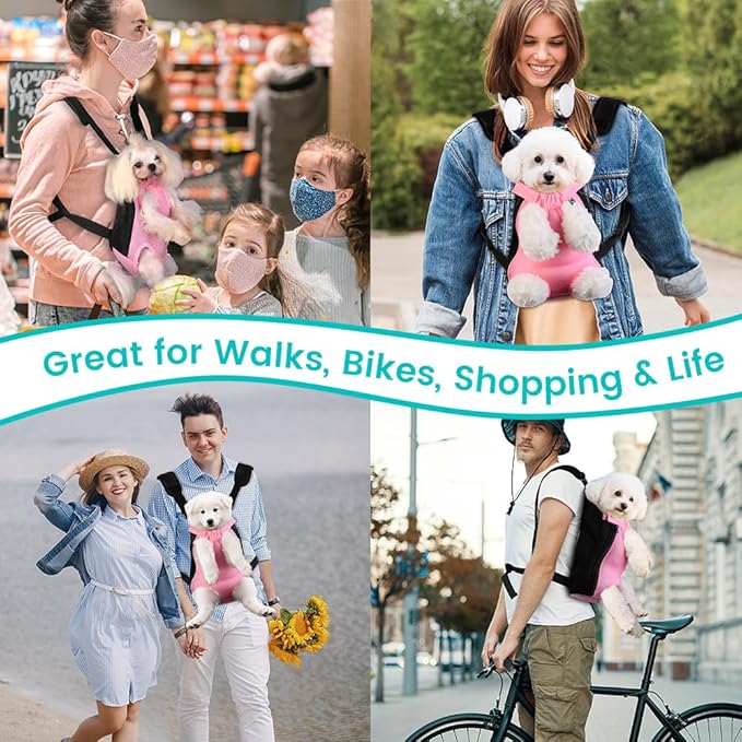 Mosago Dog Backpack Carrier, Thick Straps & Cushion, Pet Sling Front Backpacks for Small Medium Dogs 4-7 Lbs, Legs Out, Adjustable Wearable Puppy Chest Travel Bag, Easy-Fit for Hiking/Walking/Camping