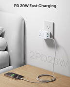 TROND Multi Plug Outlet Extender 2 Pack, 3 Way Outlet Splitter with 360 Rotating Plug, PD 20W USB C Charger Station, Sideways Adapter for Kitchen Bathroom Cruise Ship Travel Essentials