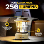 LUXPRO Retro LED Lantern - Battery-Powered Emergency Lantern - Water Resistant - Bright LED Lamp for Indoor & Outdoor Use - Use for Tents, Hiking or Hurricane Prep (Beige, Pack of 1)