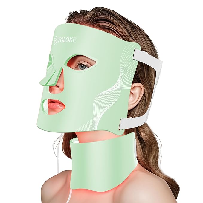 Red Light Therapy for Face, LED Light Therapy Mask Skin Care Mask & Neck, LED Red & NIR Light Therapy Wavelength for Home Use, Working Travel Yoga Sleep