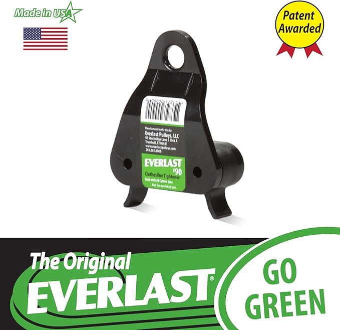 EVERLAST BreezeEasy Clothesline Tightener for Laundry Clotheslines (Loops or Single Lines), Tie-Downs & Signage | Rope Tensioner for Outdoor & Indoor Lines | Weatherproof | Made in USA | Model #90