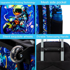 Boys Suitcase, 18" Kids Carry on Luggage With Wheels, Space Suitcases for Toddler Children(Black)