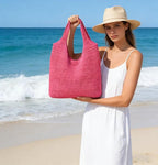 Hand-woven Soft Large Straw Shoulder Bag Boho Straw Handle Tote Retro Summer Beach Bag Rattan Handbag