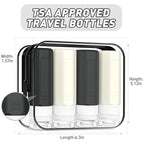 Redfly Travel Bottles for Toiletries, Tsa Approved 3oz Travel Size Containers, Leak Proof Travel Size Toiletries Bottles Silicone, BPA Free Refillable Essentials for Shampoo Conditioners, Black&White