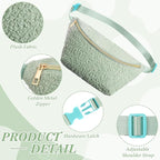 Amylove 9 Pieces Fanny Packs Nylon Waist Bag Zipper Travel Running Bag with Adjustable Strap for Women Men(Plush,Light Color)