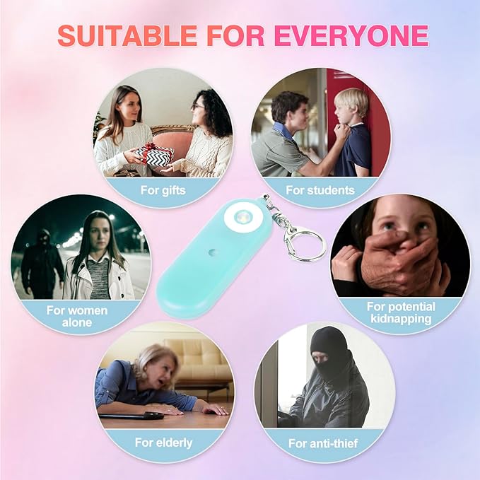 MtMinn Personal Safety Alarm for Women - 130dB Self Defense Keychains Siren Whistle, Replaceable Battery with SOS LED Strobe Light - Emergency Security Safe Protection Devices for Kids Elderly