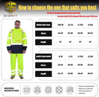 sesafety Hi Vis Rain Jacket, Rain Suits for Men Waterproof withBlack Bottom, Rain Coats for Men Interior Mesh, Class 3 HighVisibility Rain Gear,Removable Hood