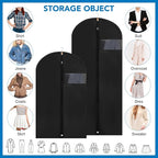 Dntorx 2 Pack Garment Bags with Clear Window, 45"/60" Clothes Covers with Zipper, Transparent Hanging Suit & Coat Covers for Closet Storage, Jackets, Dresses, Windbreakers