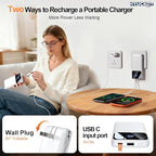 Portable Charger Power Bank with Built-in Cables and Wall Plug, 10000mAh Slim USB-C Battery Pack, Fast Charging Travel Essential Portable Phone Charger Compatible with iPhone, Samsung (Snow)