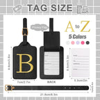 Personalized Initial Luggage Tags for Suitcase TSA Approved, Black Leather Cute Luggage Tag with Privacy Cover Name Card, Embroidered Custom Luggage Tags Travel Backpack Tags Gifts for Women Kids(B)
