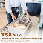 Wedama TSA Approved Toiletry Bag, 3 Pack Clear Makeup Bags with Handles, Quart Size PVC Clear Cosmetic Bags for Women and Men, Carry on Airport Airline Compliant Bag, Leopard Print