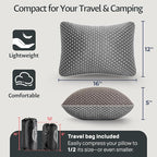 fulocean Small Cooling Memory Foam Travel Pillows for Airplanes, Compressible Camping Pillow, Adjustable Gel Shredded Foam Bed Pillow for Medium Firm Neck Knee Support, Ideal Sleeping,Car,Backpacking