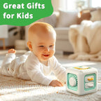SOCBTNSO Busy Cube Toy, Sensory Toys for Toddlers 1-3, Baby Car Seat Toys 12-18 Months, Toddler Airplane Travel Toys Age 1-2, Learning Fine Motor Skills, 1st Birthday Gifts